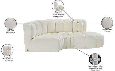 Briar Cream 70 Vegan Leather Upholstered Modular Sectional, 3-Piece