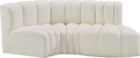Briar Cream 70 Vegan Leather Upholstered Modular Sectional, 3-Piece