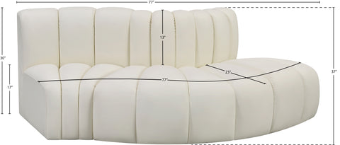 Briar Cream 77 Vegan Leather Upholstered Modular Sectional, 3-Piece