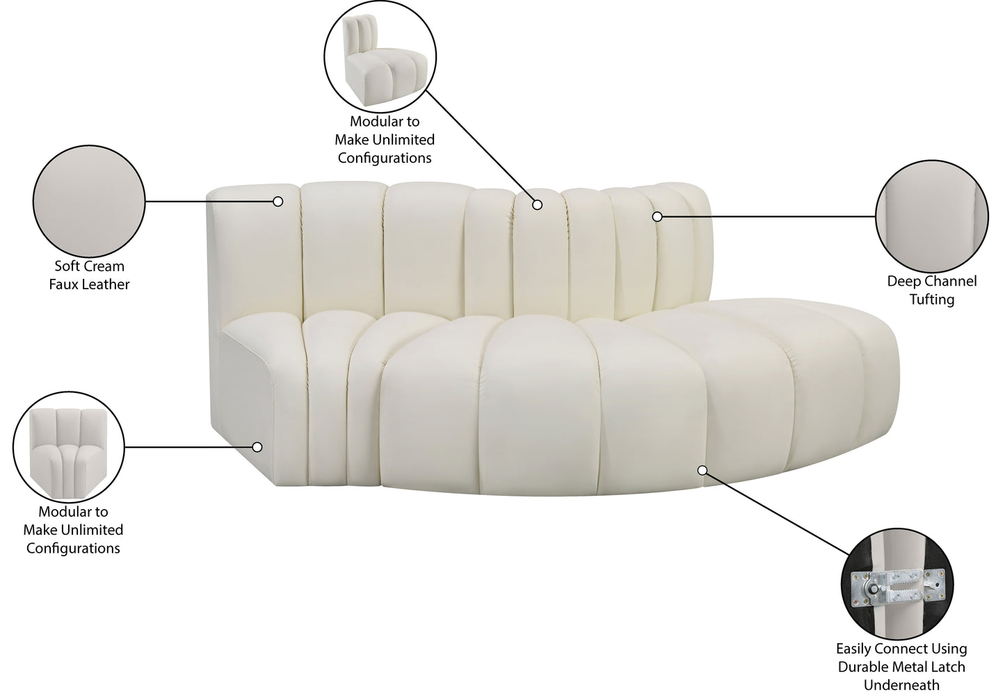 zara cream faux leather modular sofa s3e