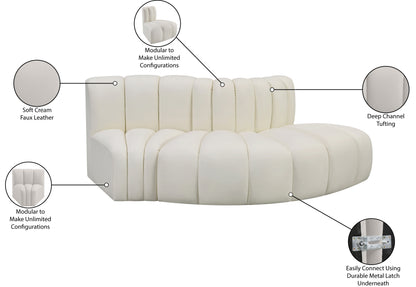 Zara Cream Faux Leather Modular Sofa S3E