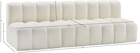 Briar Cream 89.5 Vegan Leather Upholstered Modular Sectional, 3-Piece