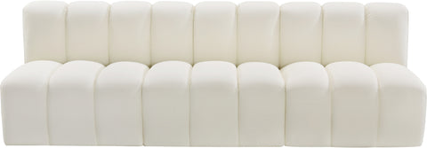Briar Cream 89.5 Vegan Leather Upholstered Modular Sectional, 3-Piece