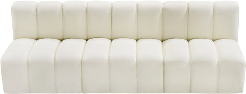 Briar Cream 89.5 Vegan Leather Upholstered Modular Sectional, 3-Piece