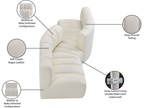 Briar Cream 108 Vegan Leather Upholstered Modular Sectional, 4-Piece