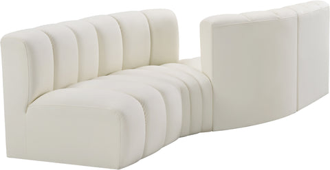 Briar Cream 108 Vegan Leather Upholstered Modular Sectional, 4-Piece