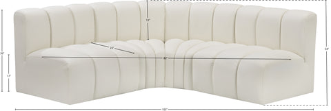 Briar Cream 103 Vegan Leather Upholstered Modular Sectional, 4-Piece
