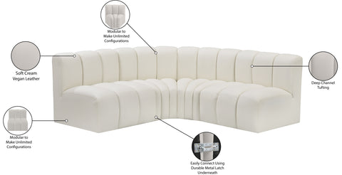 Briar Cream 103 Vegan Leather Upholstered Modular Sectional, 4-Piece
