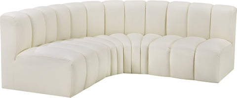 Briar Cream 103 Vegan Leather Upholstered Modular Sectional, 4-Piece
