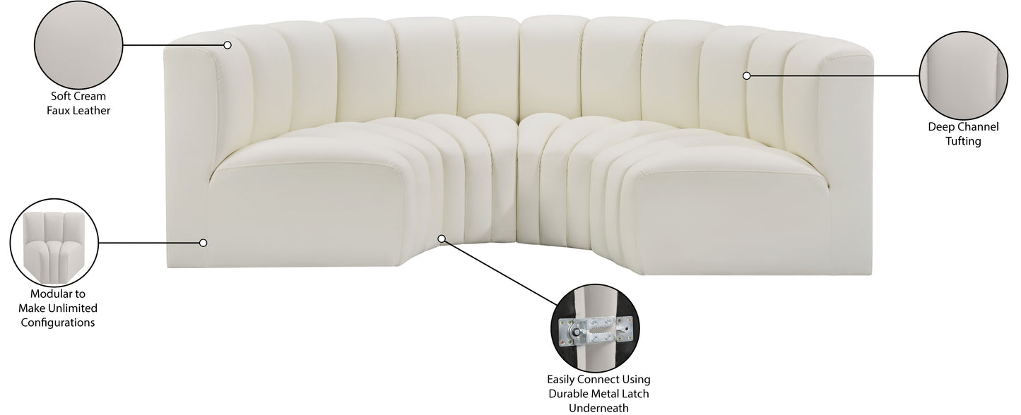 zara cream faux leather modular sofa s4c