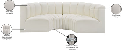 Zara Cream Faux Leather Modular Sofa S4C