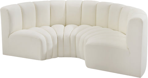 Briar Cream 88 Vegan Leather Upholstered Modular Sectional, 4-Piece