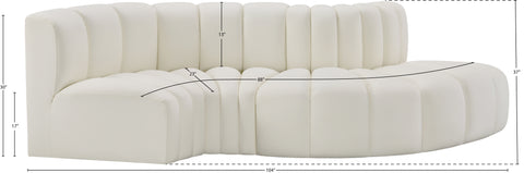 Yara 104" Cream Vegan Leather Upholstered Sectional, 4-Piece