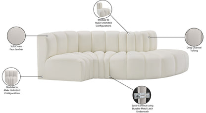 Zara Cream Faux Leather Modular Sofa S4D