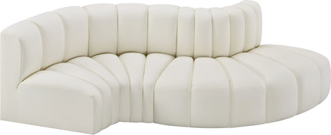 Yara 104" Cream Vegan Leather Upholstered Sectional, 4-Piece