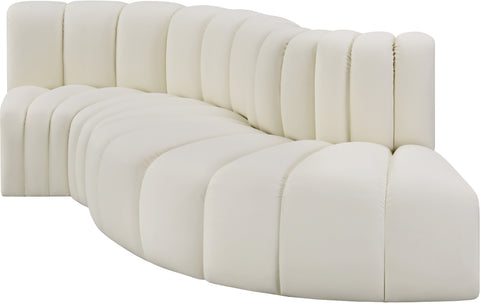 Yara 104" Cream Vegan Leather Upholstered Sectional, 4-Piece