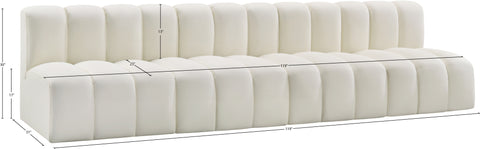 Briar Cream 119 Vegan Leather Upholstered Modular Sectional, 4-Piece