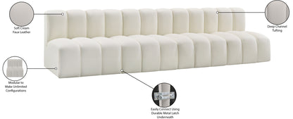 Zara Cream Faux Leather Modular Sofa S4E