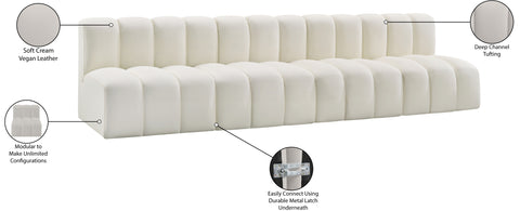 Briar Cream 119 Vegan Leather Upholstered Modular Sectional, 4-Piece