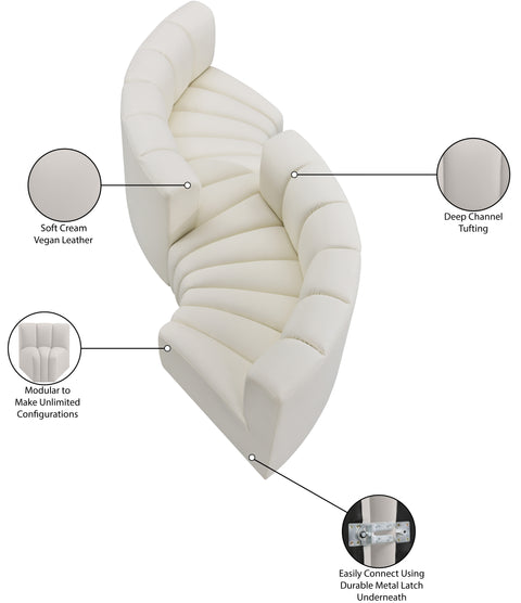 Briar Cream 102 Vegan Leather Upholstered Modular Sectional, 4-Piece