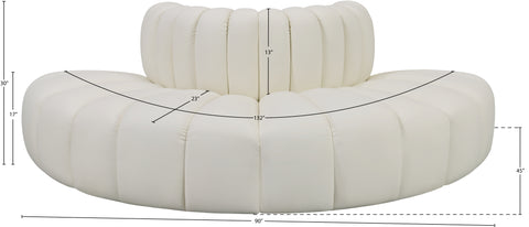 Briar Cream 90 Vegan Leather Upholstered Modular Sectional, 4-Piece