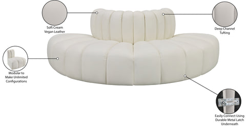 Briar Cream 90 Vegan Leather Upholstered Modular Sectional, 4-Piece
