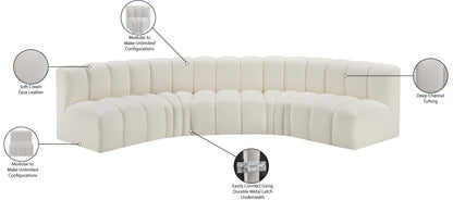 Zara Cream Faux Leather Modular Sofa S5A