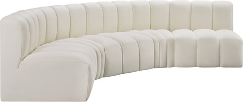 Briar Cream 133 Vegan Leather Upholstered Modular Sectional, 5-Piece