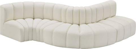 Briar Cream 122 Vegan Leather Upholstered Modular Sectional, 5-Piece