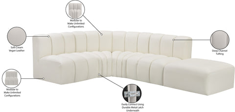 Briar Cream 127 Vegan Leather Upholstered Modular Sectional, 5-Piece