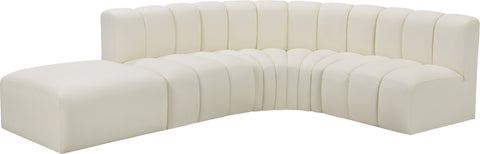 Briar Cream 127 Vegan Leather Upholstered Modular Sectional, 5-Piece