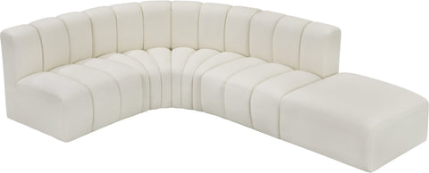 Briar Cream 127 Vegan Leather Upholstered Modular Sectional, 5-Piece