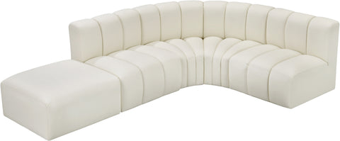 Briar Cream 127 Vegan Leather Upholstered Modular Sectional, 5-Piece