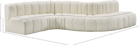 Briar Cream 145 Vegan Leather Upholstered Modular Sectional , 6-Piece (Style 1)