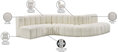 Zara Cream Faux Leather Modular Sofa S6A