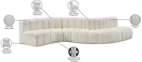 Briar Cream 145 Vegan Leather Upholstered Modular Sectional , 6-Piece (Style 1)