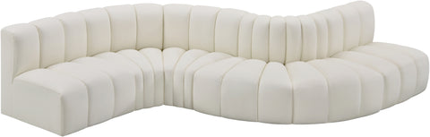 Briar Cream 145 Vegan Leather Upholstered Modular Sectional , 6-Piece (Style 1)