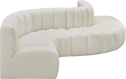 Briar Cream 145 Vegan Leather Upholstered Modular Sectional , 6-Piece (Style 1)
