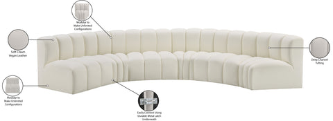 Briar Cream 151 Vegan Leather Upholstered Modular Sectional, 6-Piece