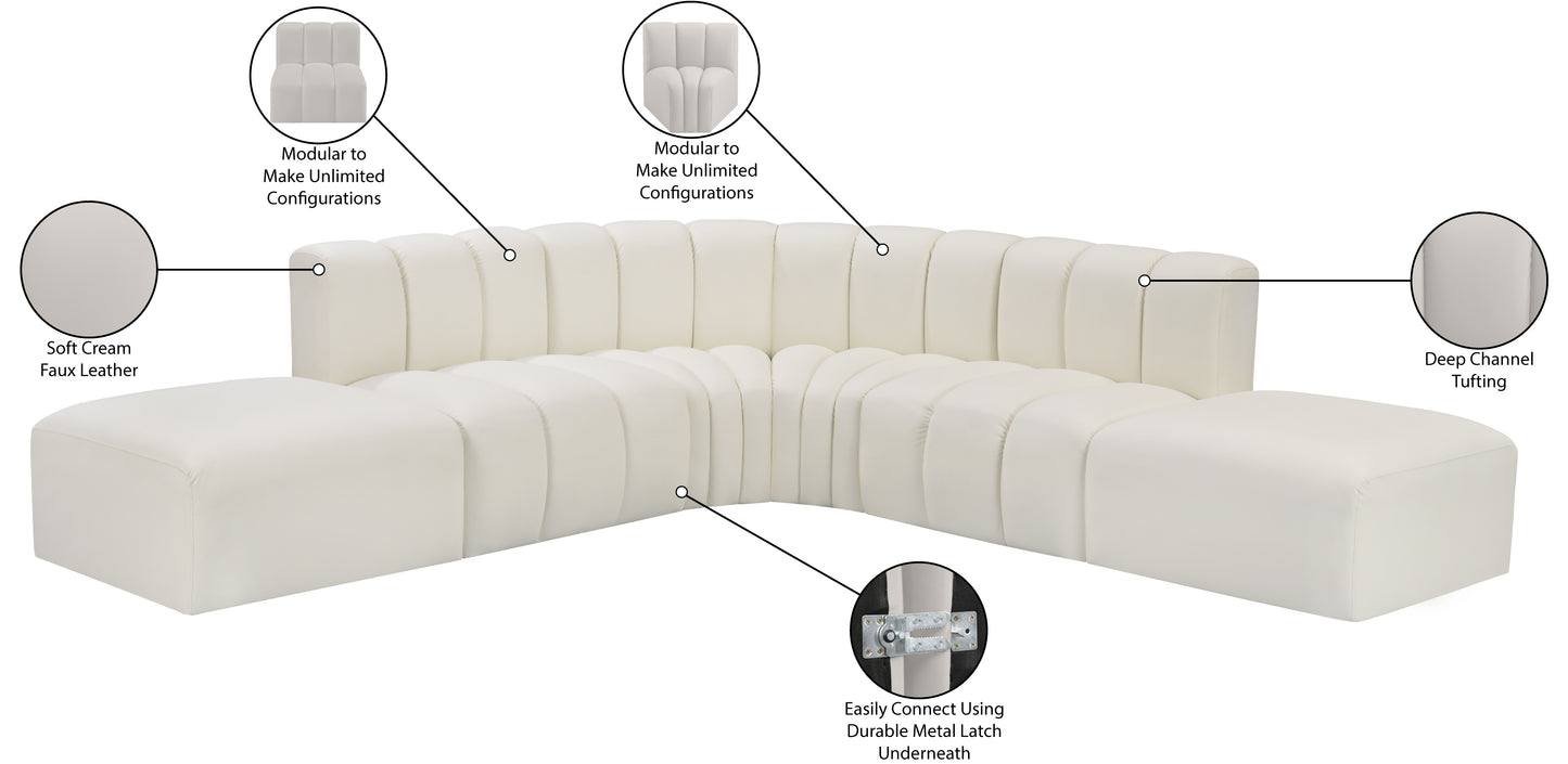 zara cream faux leather modular sofa s6c