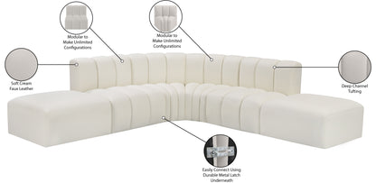 Zara Cream Faux Leather Modular Sofa S6C