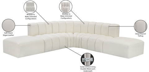 Briar Cream 146 Vegan Leather Upholstered Modular Sectional, 6-Piece
