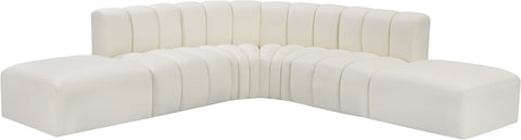 Briar Cream 146 Vegan Leather Upholstered Modular Sectional, 6-Piece