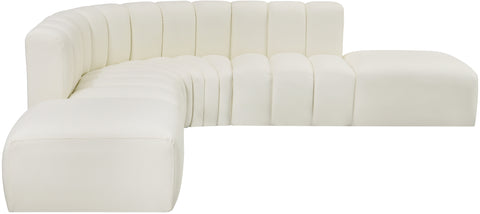 Briar Cream 146 Vegan Leather Upholstered Modular Sectional, 6-Piece