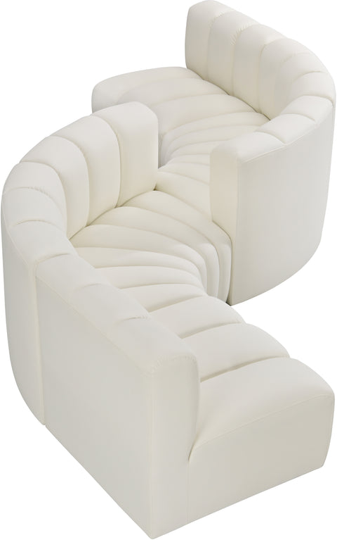 Briar Cream 145 Vegan Leather Upholstered Modular Sectional , 6-Piece (Style 2)