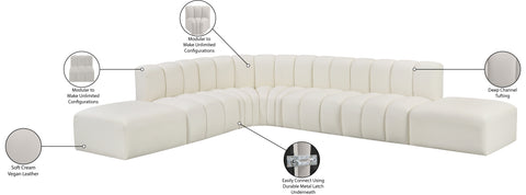 Briar Cream 172 Vegan Leather Upholstered Modular Sectional, 7-Piece