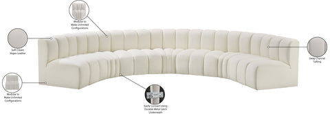 Briar Cream 162 Vegan Leather Upholstered Modular Sectional, 7-Piece