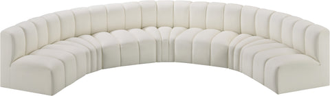 Briar Cream 162 Vegan Leather Upholstered Modular Sectional, 7-Piece