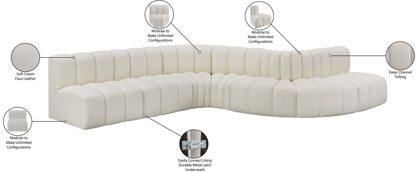 zara cream faux leather modular sofa s7c