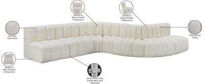 Zara Cream Faux Leather Modular Sofa S7C